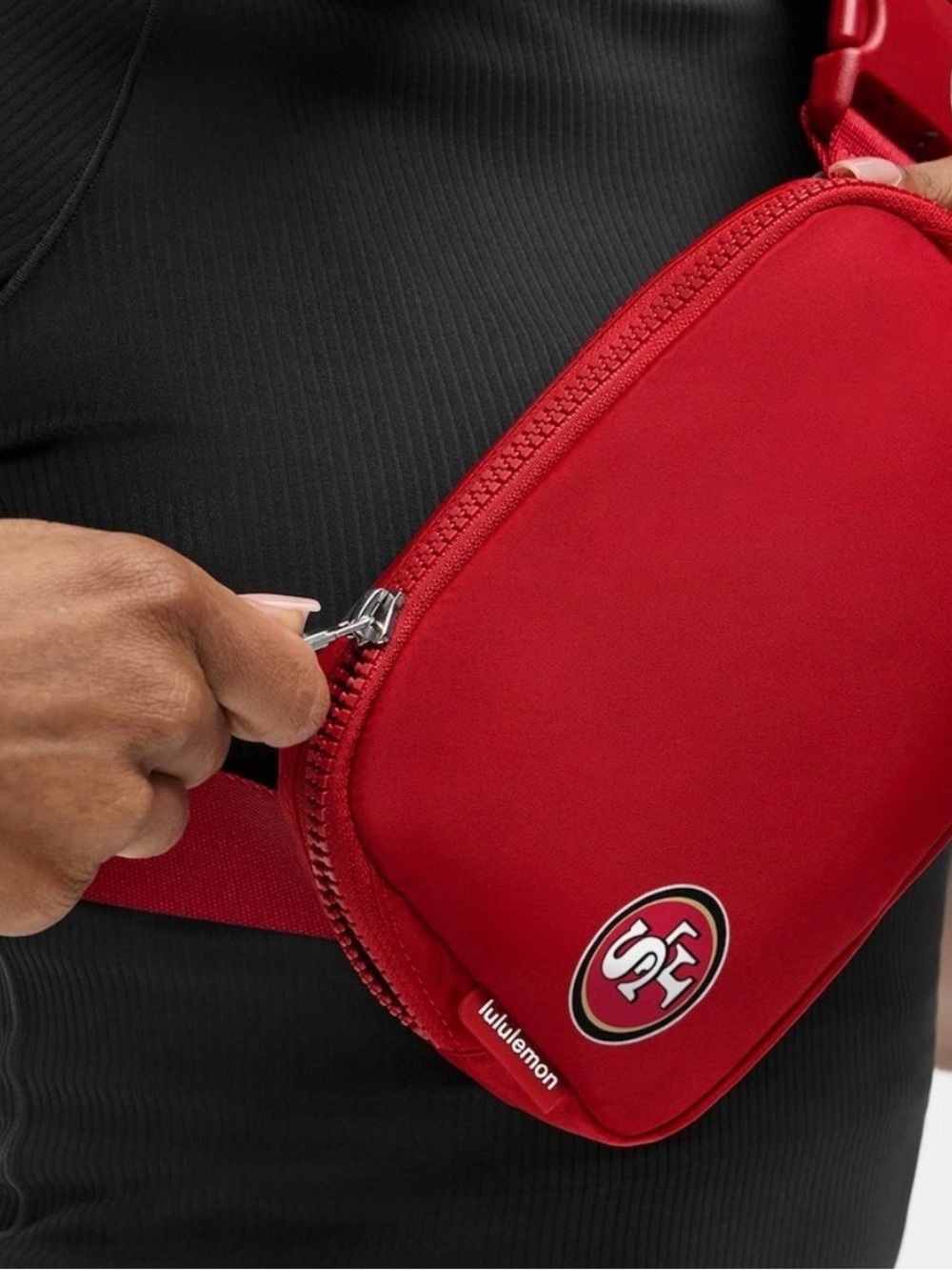 lululemon athletica Red Belt Bag with Team Patch